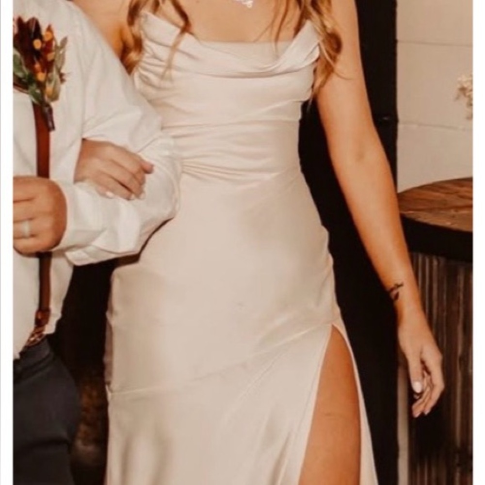 Showpo Champagne Satin Gown